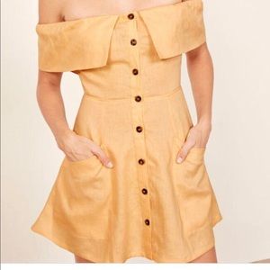 Reformation Landy Off the Shoulder linen dress